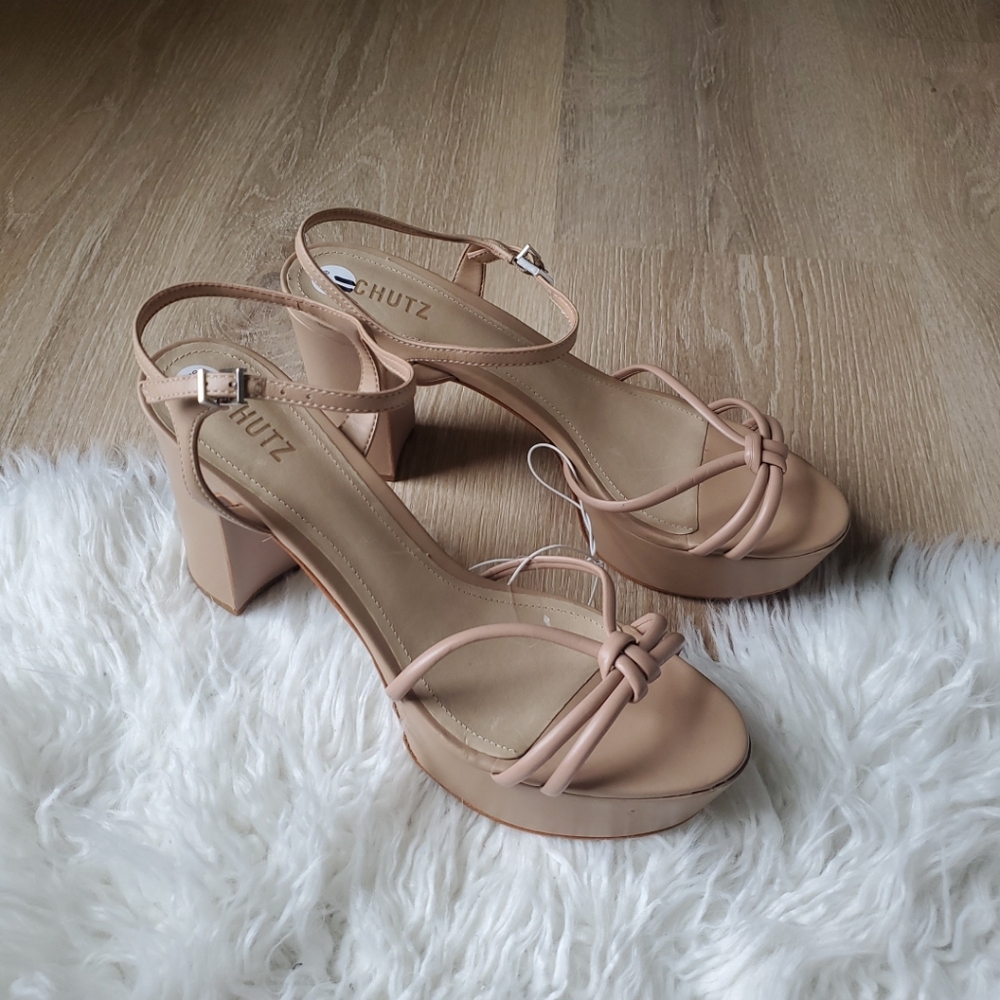 NEW SCHUTZ Tan Nude Kelsie Platform Heel 11